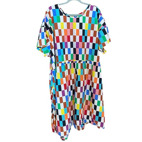 Target Pride Collection Multicolor Geometric Checker Print Cotton Dress 3X artsy - Picture 2 of 7